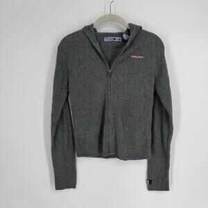 Vintage Mudd full zip ribbed cardigan sweater top y2k 90s casual hooded medium m